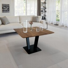 Couchtisch >WL7.012< in Akazie Braun, Massivholz & Metall - 60x40x60cm (BxHxT)