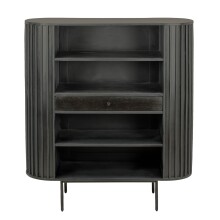 Bücherregal >WL7.013< in Mango Schwarz, Massivholz - 105x122x40cm (BxHxT)