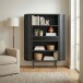 Bücherregal >WL7.013< in Mango Schwarz, Massivholz - 105x122x40cm (BxHxT)