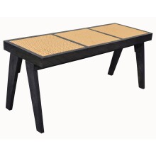 Sitzbank >WL7.015< in Akazie Schwarz & Wiener Geflecht - 120x48x38 (BxHxT)