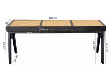 Sitzbank >WL7.015< in Akazie Schwarz & Wiener Geflecht - 120x48x38 (BxHxT)