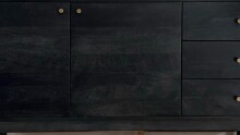Sideboard >WL7.021< in Akazie Schwarz, Massivholz - 160x81x42cm (BxHxT)