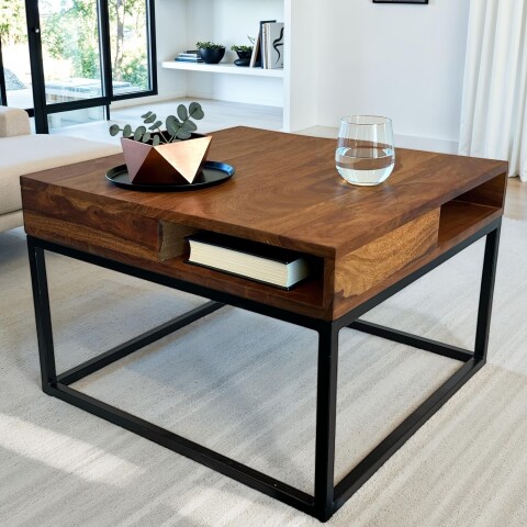 Couchtisch >WL7.022< in Sheesham / schwarz - 60x40x60 (BxHxT)