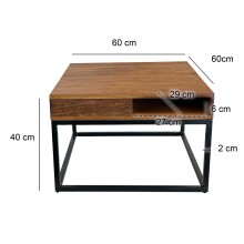 Couchtisch >WL7.022< in Sheesham / schwarz - 60x40x60 (BxHxT)