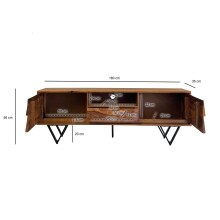 Lowboard >WL7.023< in Sheesham, Massivholz & MEtall - 160x56x35cm (BxHxT)