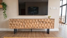 Lowboard >WL7.024< in Akazie, Massivholz & Metall - 160x56x37cm (BxHxT)