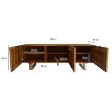 Lowboard >WL7.028< in Akazie, Massivholz & Edelstahl - 160x56x46cm (BxHxT)