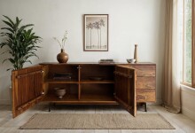 Sideboard >WL7.029< in Sheesham, Massivholz - 175x70x40cm (BxHxT)