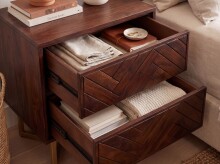 Nachtkommode >WL7.039< in Akazie, Massivholz - 45x57x40cm (BxHxT)