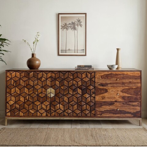 Sideboard >WL7.040< in Sheesham, Massivholz - 180x70x40cm (BxHxT)