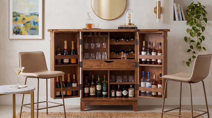Barschrank >WL7.041< in Sheesham, Massivholz - 65x90x50cm (BxHxT)