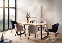 Esstisch >WL7.046< in Akazie / schwarz, Massivholz & Metall - 120x76x60 (BxHxT)