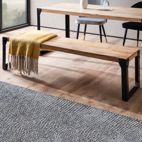 Sitzbank >WL7.050< in Akazie / Schwarz, Massivholz & Metall - 120x45x40 (BxHxT)