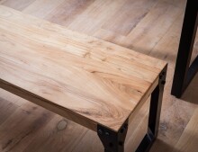 Sitzbank >WL7.050< in Akazie / Schwarz, Massivholz & Metall - 120x45x40 (BxHxT)