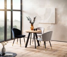 Esstisch >WL7.055< in Mango / schwarz, Massivholz & Metall - 75x80cm (HxD)