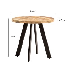 Esstisch >WL7.055< in Mango / schwarz, Massivholz & Metall - 75x80cm (HxD)