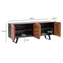 Sideboard >WL7.057< in Akazie / Schwarz, Massivholz - 180x75x45cm (BxHxT)