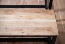 Sitzbank >WL7.064< in Akazie / schwarz, Massivholz / Metall - 120x45x40 (BxHxT)