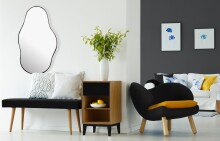 Spiegel >WL7.109< in Schwarz, Spiegel / Metall - 40x80x3cm (BxHxT)
