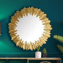 Spiegel >WL7.121< in Gold, Spiegel / Metall - 68x68x3cm (BxHxT)