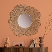 Spiegel >WL7.122< in Gold, Spiegel / Metall - 77x77x3cm (BxHxT)