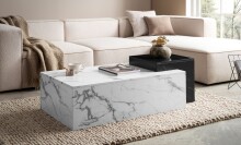 Couchtisch >WL7.143< in Marmor-Optik Weiß / schwarz - 120x40x60 (BxHxT)