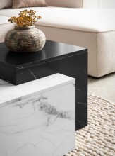 Couchtisch >WL7.143< in Marmor-Optik Weiß / schwarz - 120x40x60 (BxHxT)