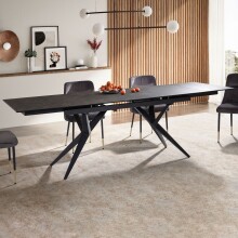Kulissen-Esstisch >WL7.146< in Keramik Schwarz - 180/260x76x95 (BxHxT)