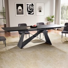 Kulissen-Esstisch >WL7.148< in Keramik Schwarz - 180x78x95 (BxHxT)