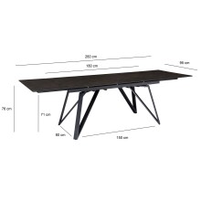 Kulissen-Esstisch >WL7.150< in Keramik Schwarz - 180/260x76x95 (BxHxT)