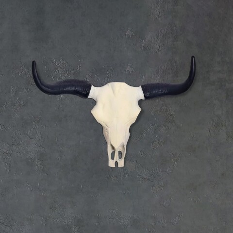 Hängedekoration >Büffel< in Weiß / schwarz, Aluminium - 56x40x14cm (BxHxT)