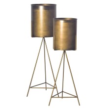 Blumentopf >WL7.171< (2-teilig) in Gold, Metall - 89x32cm (HxD)