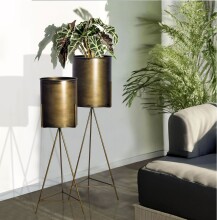 Blumentopf >WL7.171< (2-teilig) in Gold, Metall - 89x32cm (HxD)