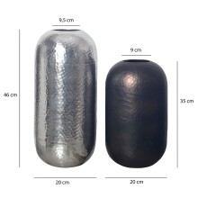 Dekovase >WL7.172< (2-teilig) in Silber / Schwarz-Bronze - 46x20 (HxD)