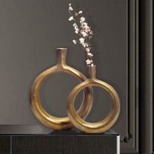 Dekovase >WL7.175< (2-teilig) in Gold, Aluminium - 35x45x7cm (BxHxT)