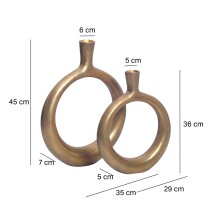 Dekovase >WL7.175< (2-teilig) in Gold, Aluminium - 35x45x7cm (BxHxT)