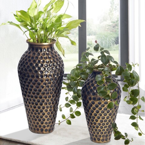 Dekovase >WL7.177< (2-teilig) in Gold, Aluminium - 51x26cm (HxD)