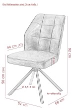 Esszimmerstuhl >BRAGA S< (2er-Set) drehbar, Leder Schwarz - 51x90x68 (BxHxT)