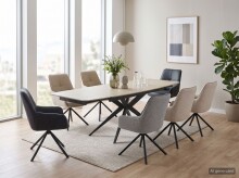 Esszimmerstuhl >FARO I S< (2er-Set) drehbar, Leder Grau - 62x90x67 (BxHxT)