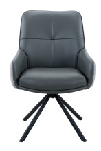 Esszimmerstuhl >FARO I S< (2er-Set) drehbar, Leder Grau - 62x90x67 (BxHxT)