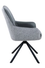 Esszimmerstuhl >FARO I S< (2er-Set) drehbar, Leder Grau - 62x90x67 (BxHxT)