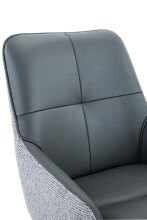 Esszimmerstuhl >FARO I S< (2er-Set) drehbar, Leder Grau - 62x90x67 (BxHxT)