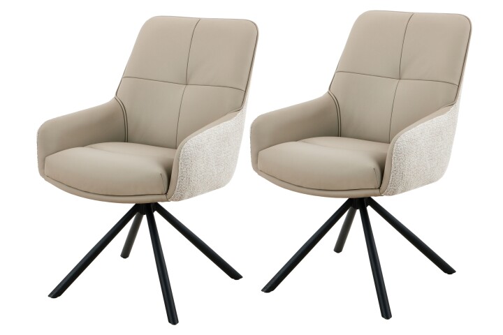Esszimmerstuhl >FARO I S< (2er-Set) drehbar, Leder Beige - 62x90x67 (BxHxT)