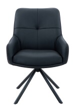 Esszimmerstuhl >FARO I S< (2er-Set) drehbar, Leder Schwarz - 62x90x67 (BxHxT)