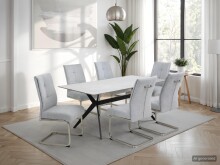 Freischwinger >INES S< (2er-Set) in Grau, Webstoff - 50x99x66cm (BxHxT)