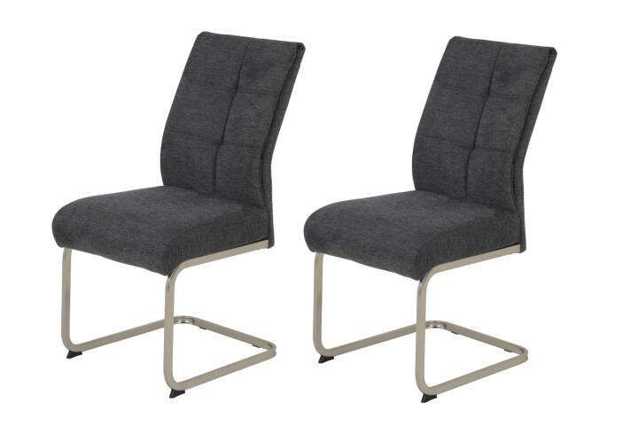 Freischwinger >INES S< (2er-Set) in Anthrazit, Webstoff - 50x99x66cm (BxHxT)