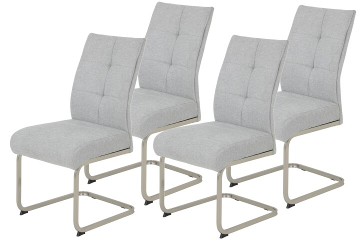 Freischwinger >INES S< (4er-Set) in Grau, Webstoff - 50x99x66cm (BxHxT)