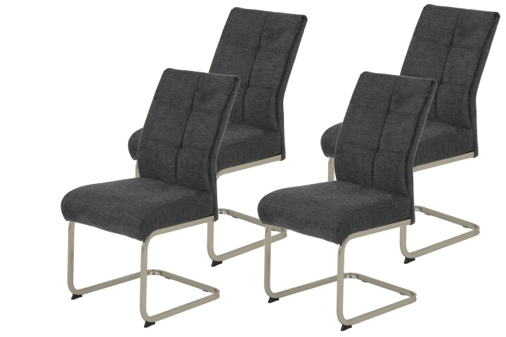 Freischwinger >INES S< (4er-Set) in Anthrazit, Webstoff - 50x99x66cm (BxHxT)