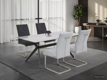 Freischwinger >INES S< (4er-Set) in Anthrazit, Webstoff - 50x99x66cm (BxHxT)