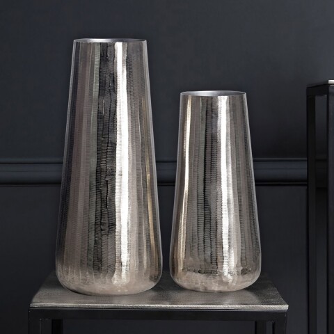 Dekovase >WL7.183< (2-teilig) in Silber, Aluminium - 45x21cm (HxD)